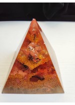 Подарък за нов дом - Оргонит пирамида за късмет в бизнеса със слънчев камък планински кристал и златен прах размер XL