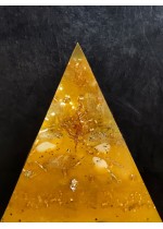 Подарък за новодомци- Пирамида оргонит за здраве и енергия с цитрин и Жълт Яспис - дървото на Здравето размер XL