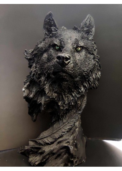 Статуя вълк - красив подарък за мъж и ефектна украса за дом и кабинет модел Black Wolf