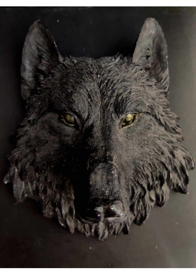 Статуетка глава на Вълк - луксозна украса за стена